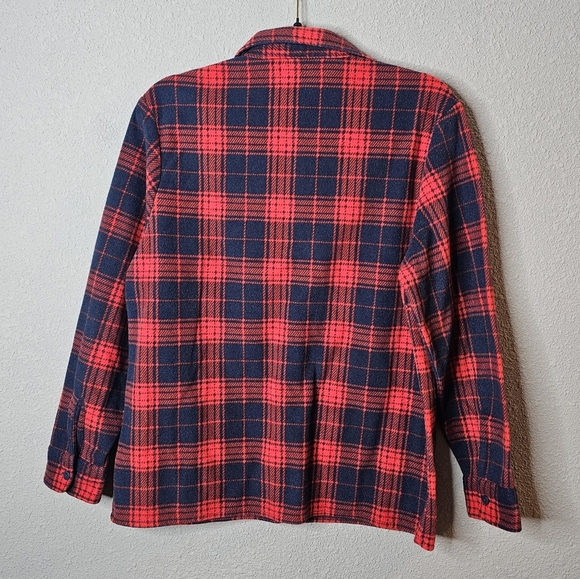 Riders by Lee Womens Medium Plaid Fleece Shirt Button Up Red Blue Western - Picture 8 of 8